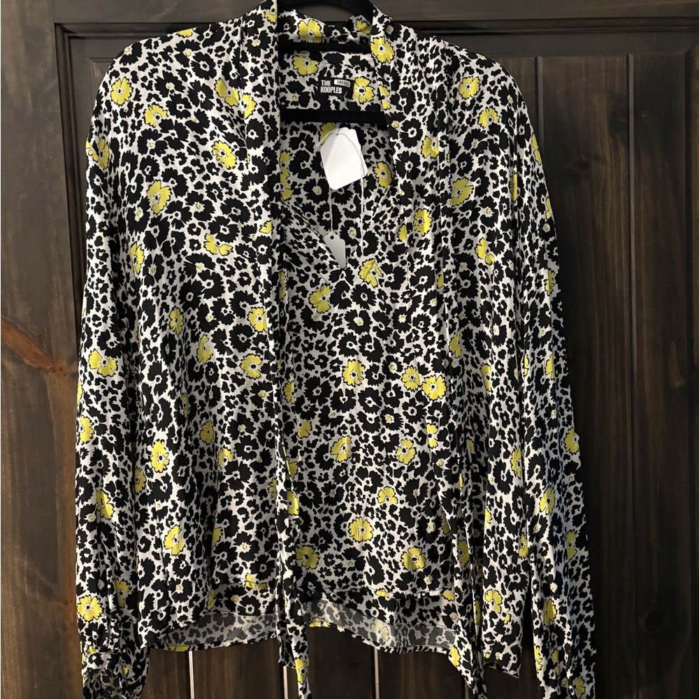 The Kooples Black and Yellow Floral Top
